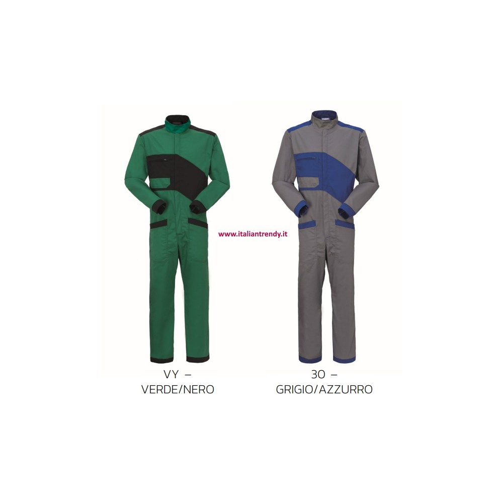 Work Overalls with Mandarin Collar Green or Grey for Workshop Garage