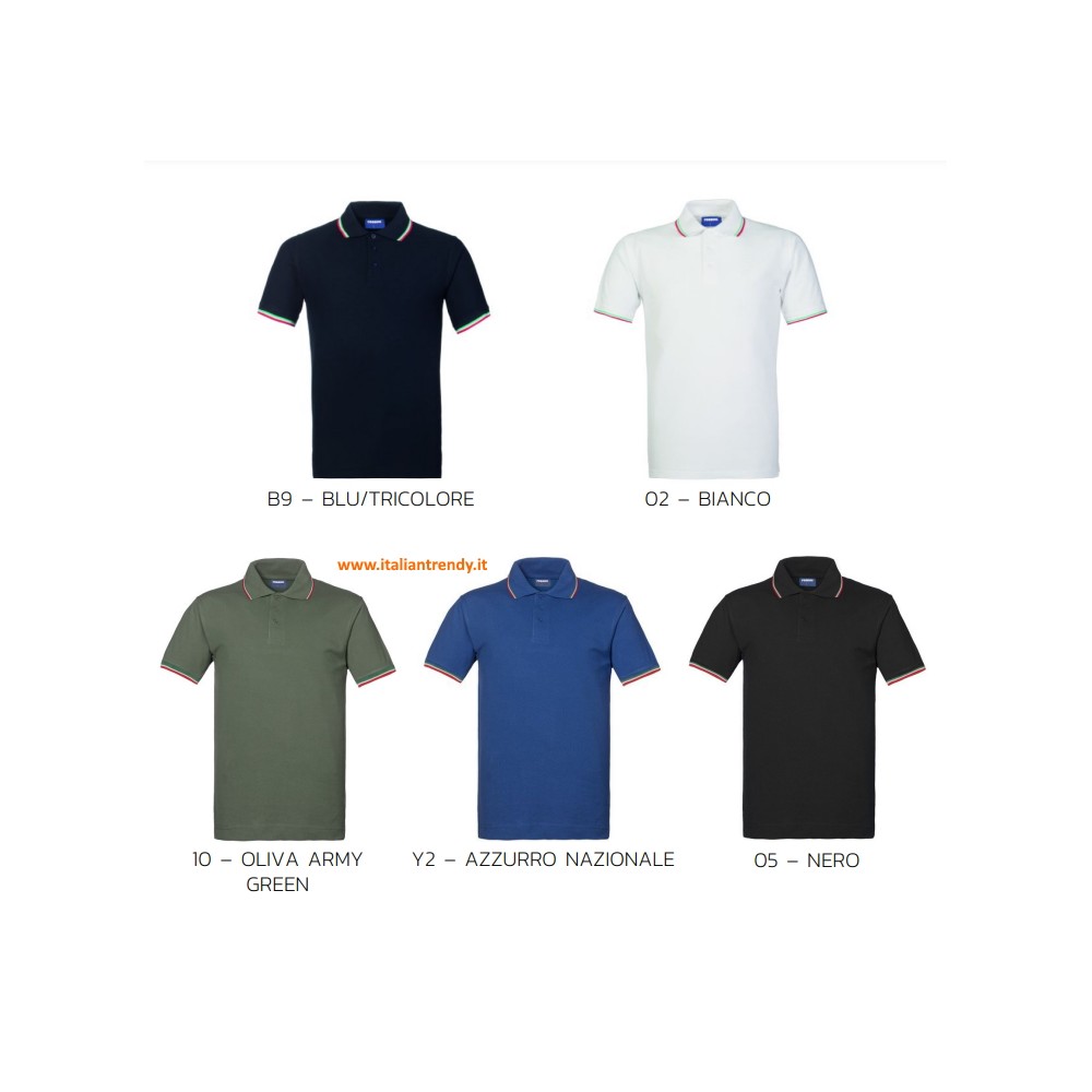 Men's and Women's Polo Shirt with Tricolor Profile Short Sleeves. Buy it online!