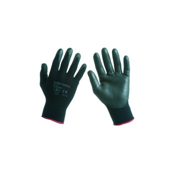 GGU017  Guanto Nylon/Poliuretano Nero - Massima Presa e Comfort, Leggero ed Ergonomico. Certificato DPI