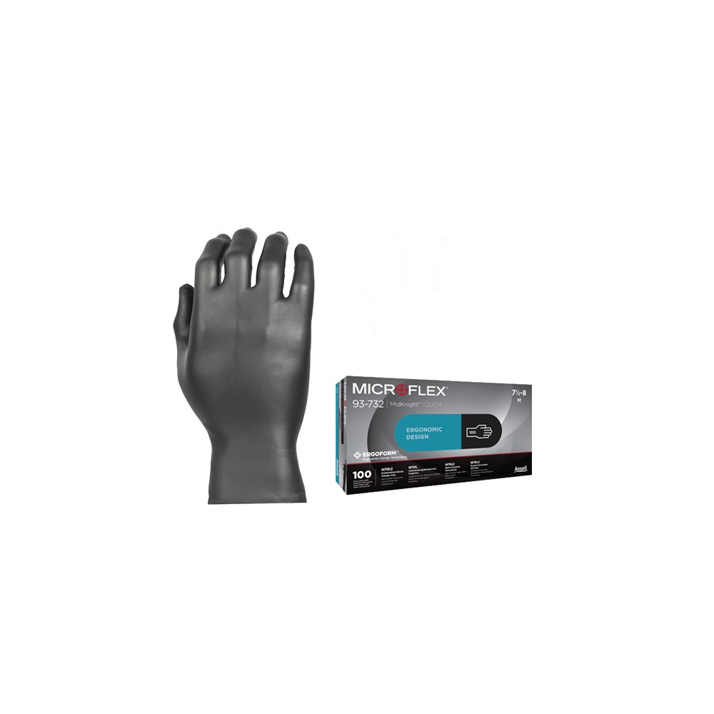 GGU824  Guanto MicroFlex 93-732 Nitrile Nero - Destrezza e Comfort Superiori