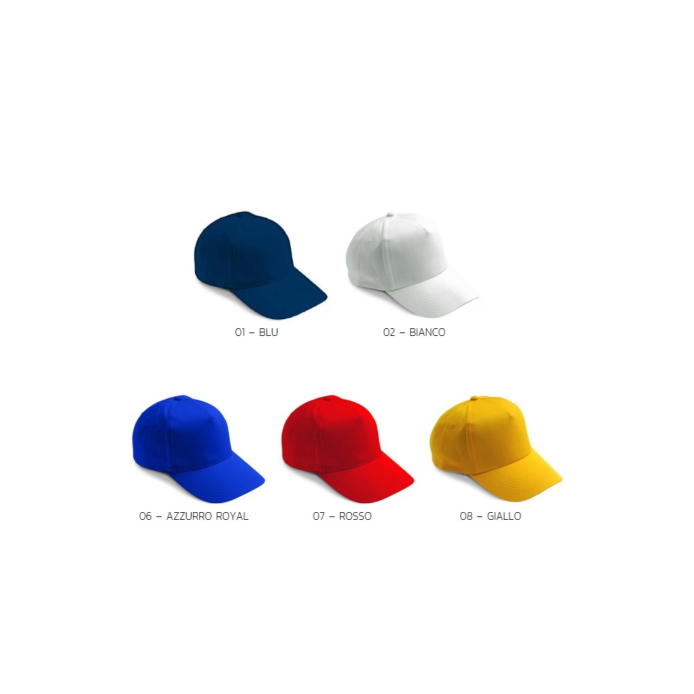 Cappello Promozionale Baseball Berretto Rosso Blu Royal Giallo Bianco