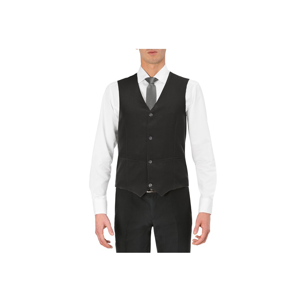 Gilet Nero Lucido Da Uomo Per Barman e Camerieri Linea Classica Gilet Miguel-Q1EX0158U323XL-0