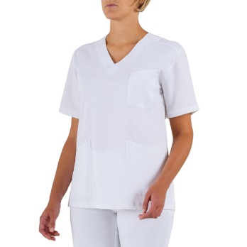 Casacca Donna Bianca a V Per Centro Medico Estetica e Benessere SPA Italiantrendy Milena Q3KX0171