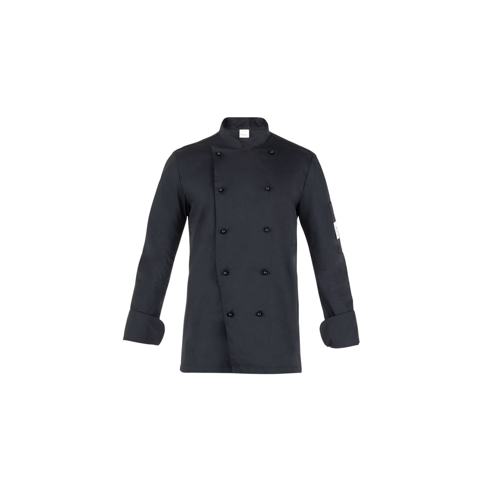 Veste de Cuisine Moderne Noire avec Col Mandarin Fermeture Latérale Veste Adriano-Q8G00184U323XL-0