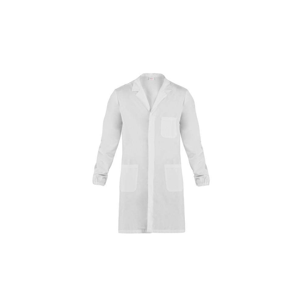 White Men's Lab Coat for Doctor Pharmacist Laboratory with Elastic Cuffs