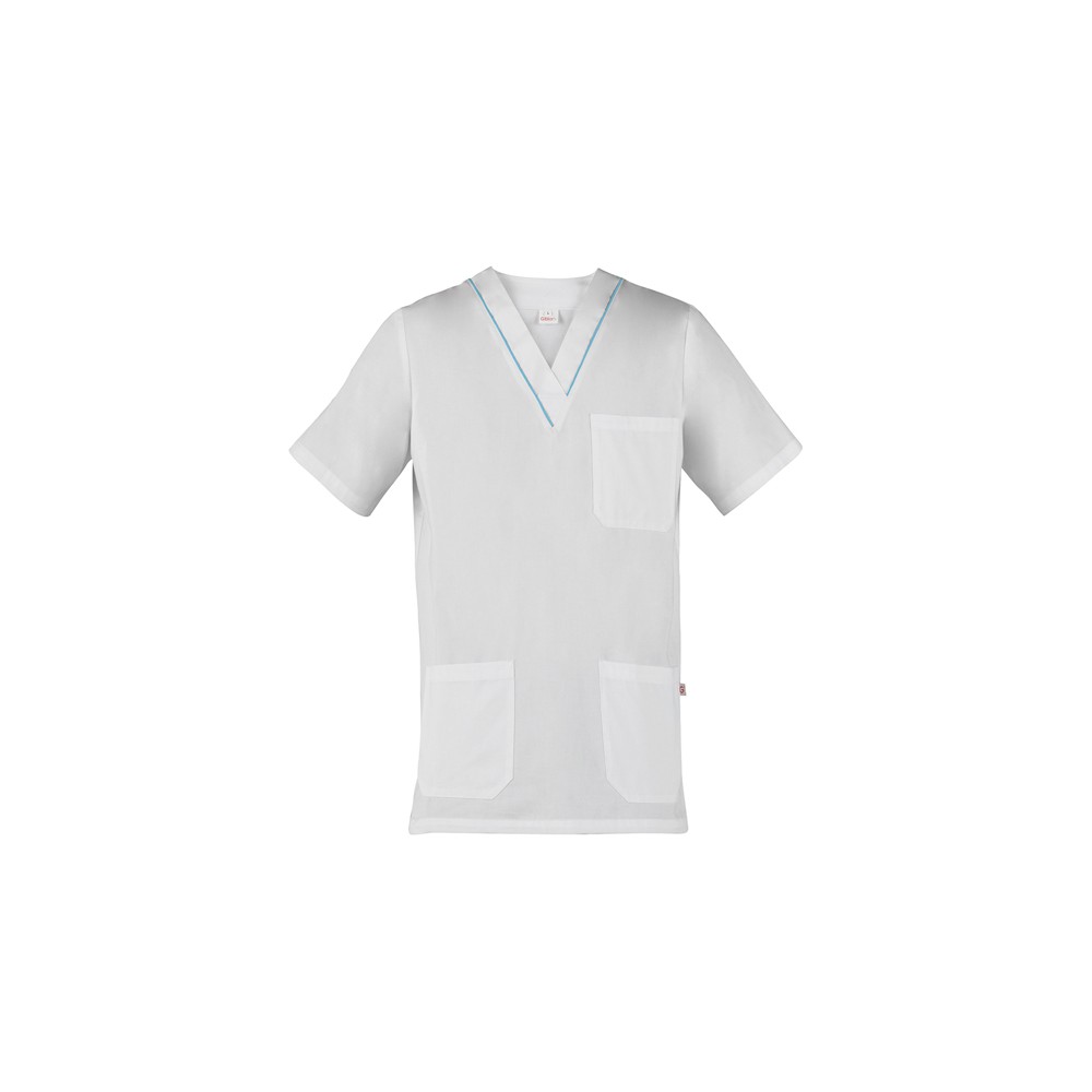 Casacca a V Bianca Con Profili Per Medico Ospedale Oss Infermiere Casacca Gary-Q3K00244P183XL-0