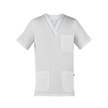 Casacca a V Bianca Con Profili Per Medico Ospedale Oss Infermiere Casacca Gary-Q3K00244P183XL-0