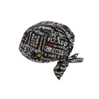 Bandana Nera In Cotone a Fantasia Menu per Cuoco o Pizzaiolo Bandana Marte-Q5IX0127F05U-0