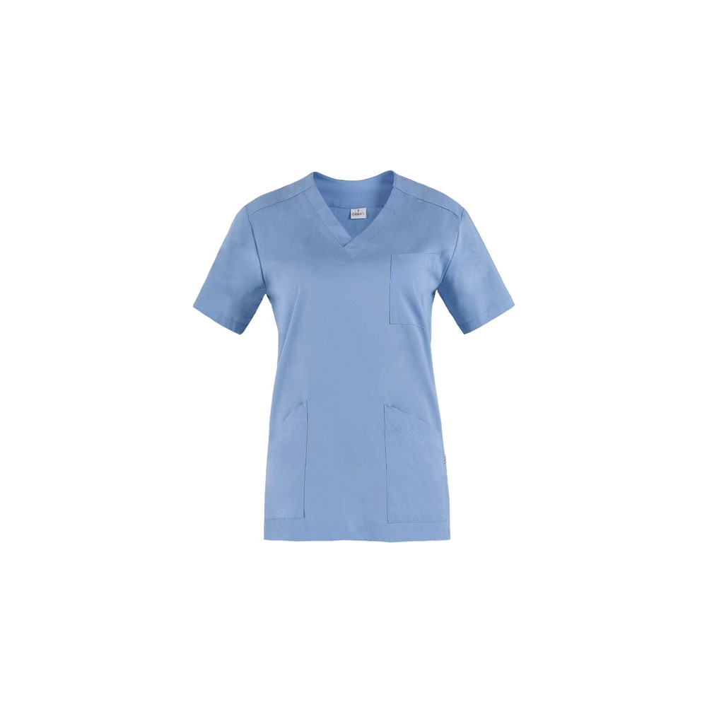 Slim fit women's tunic with V-neck and short sleeves for Medical Aesthetics Center and SPA