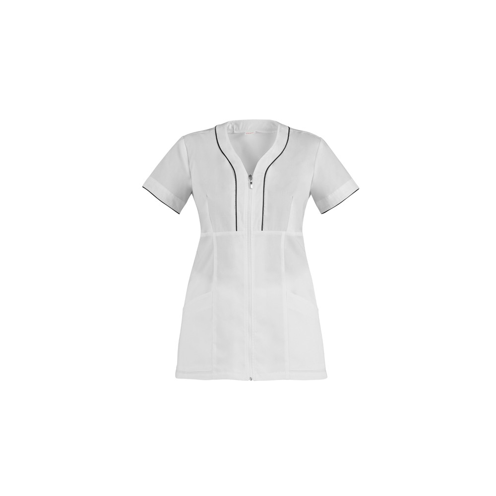 casacca bianca donna con cerniera scollo a v e mezze maniche per settore estetico ospedaliero q2k00255