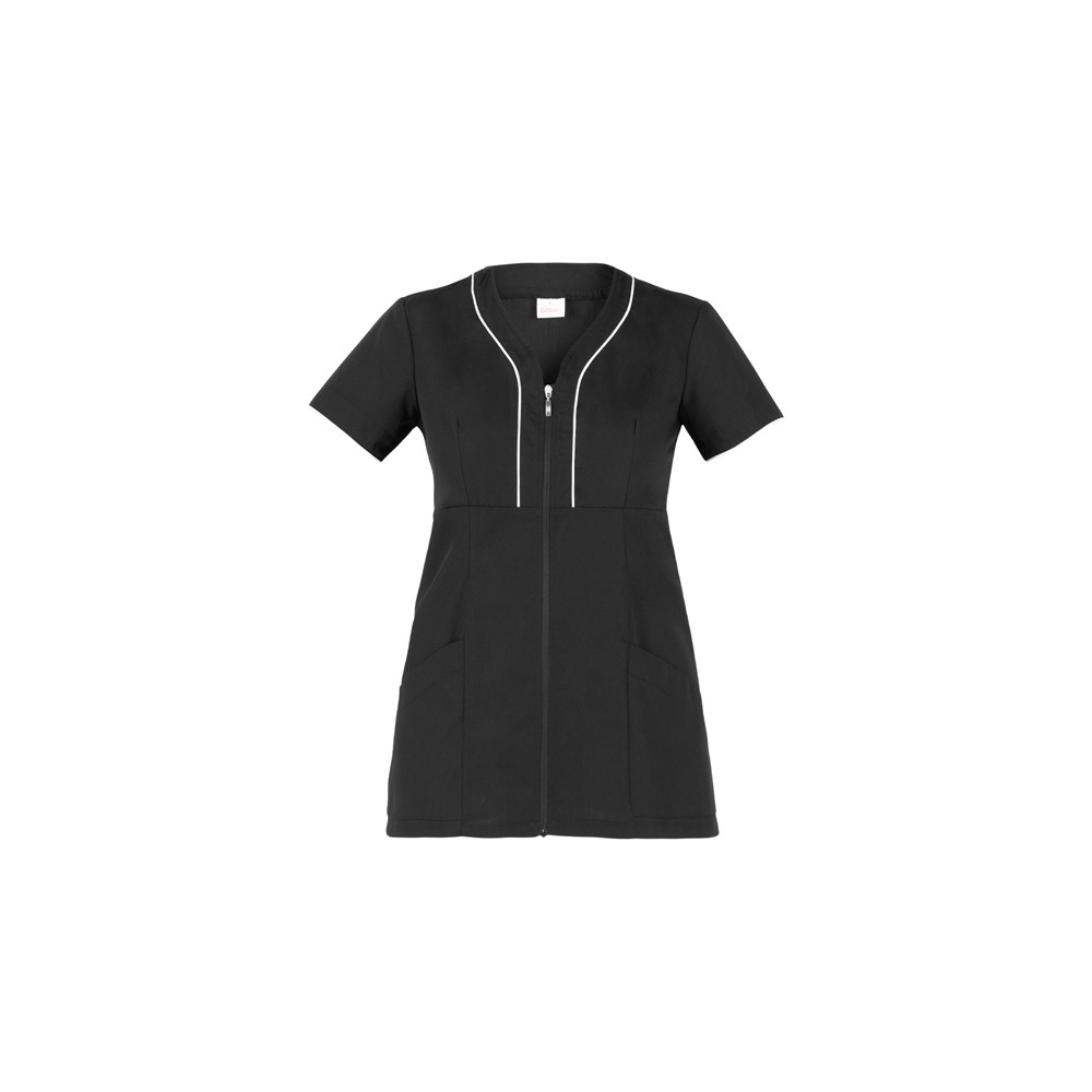 Short Black Women's Tunic with Short Sleeves for Beauticians. Giblor's