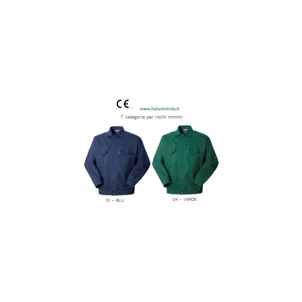 Short Cotton Work Jacket for Men for Workshop in Blue or Green