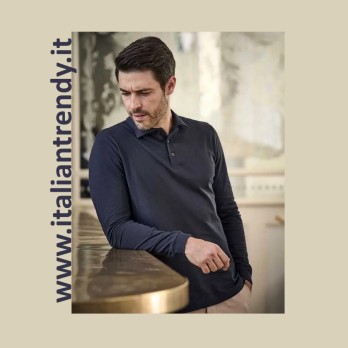 Men's Long Sleeve Piqué Cotton Polo Shirt. Discover it Online!