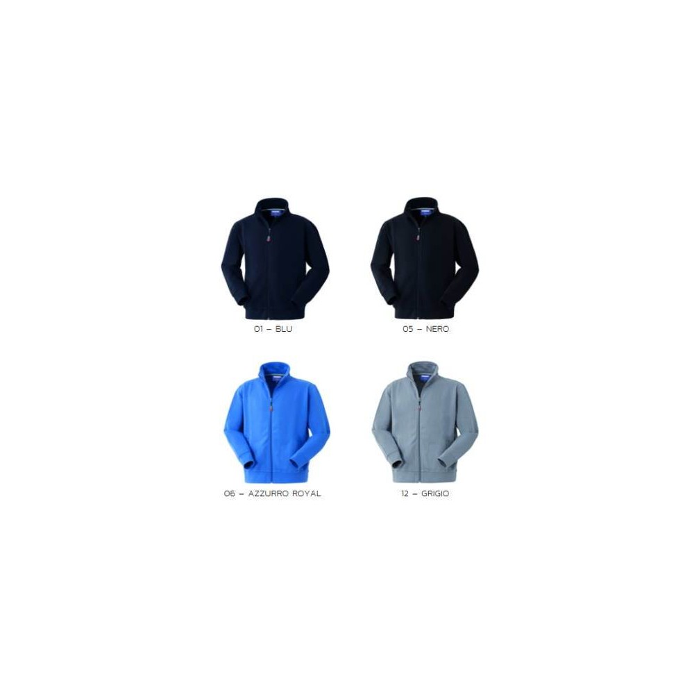 Open Sweatshirt with Zipper, Elastic Cuffs and Waistband in 5 Colors