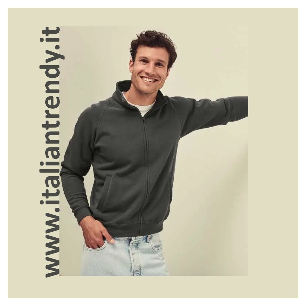 Open Sweatshirt with Zipper, Elastic Cuffs and Waistband in 5 Colors