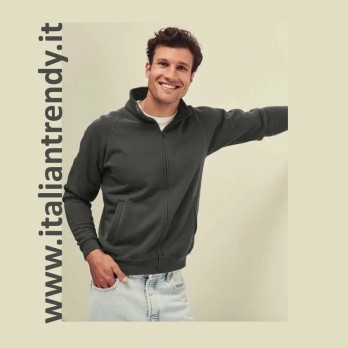 Open Sweatshirt with Zipper, Elastic Cuffs and Waistband in 5 Colors