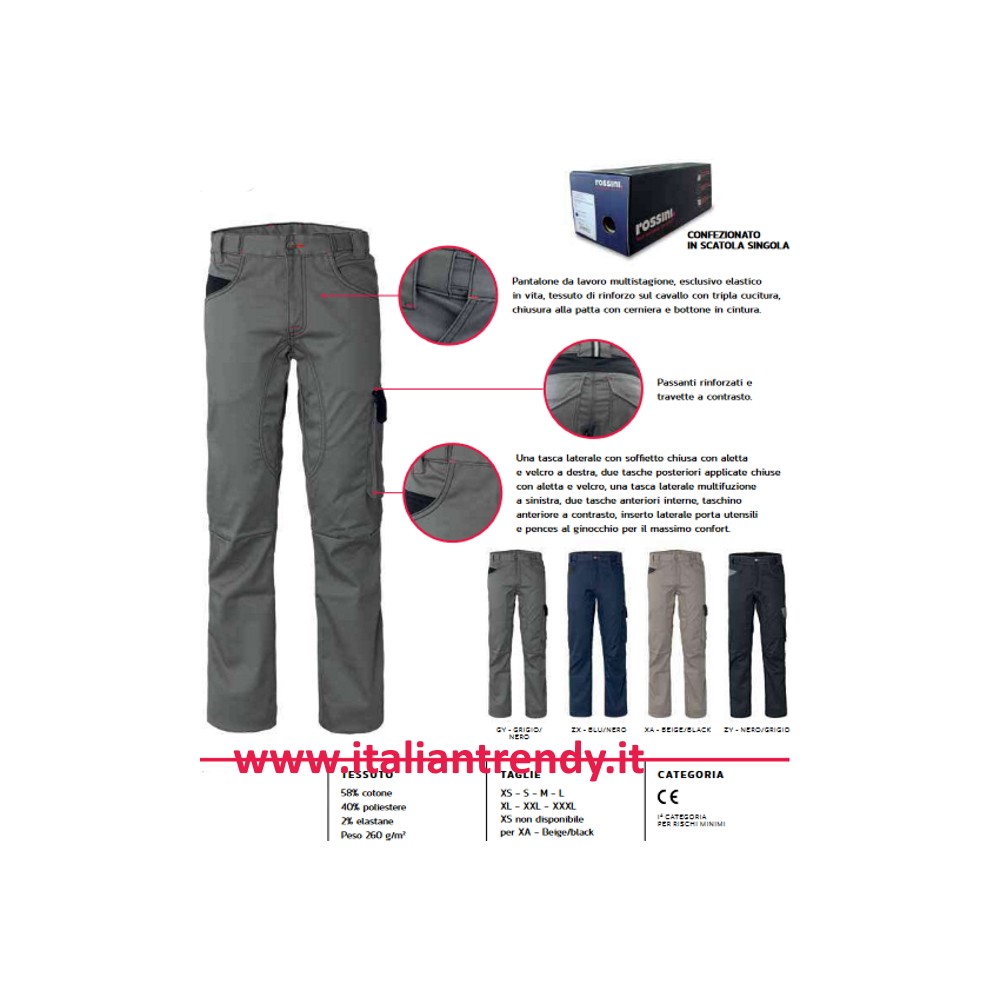 Stretch Work Pants with Side Pockets Durable Fabric