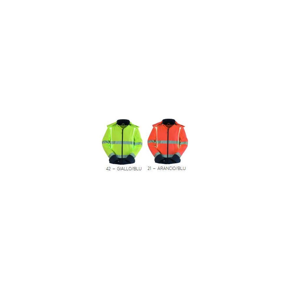 Yellow or orange jacket with Osram LED guide lights for high visibility professional use on construction sites.