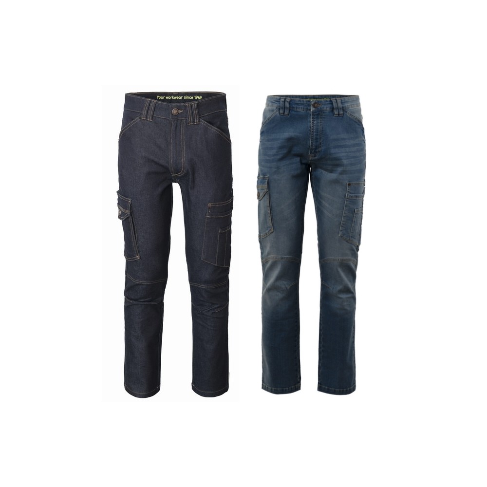 Men's Cargo Jeans Elastic Straight Leg Blue Denim Buy Online