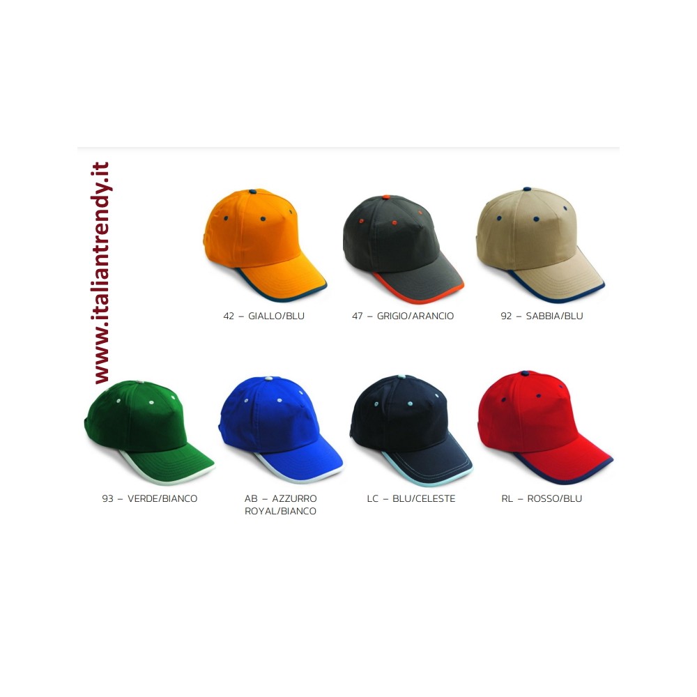 cappello promozionale linea baseball tinta unita bicolore h042