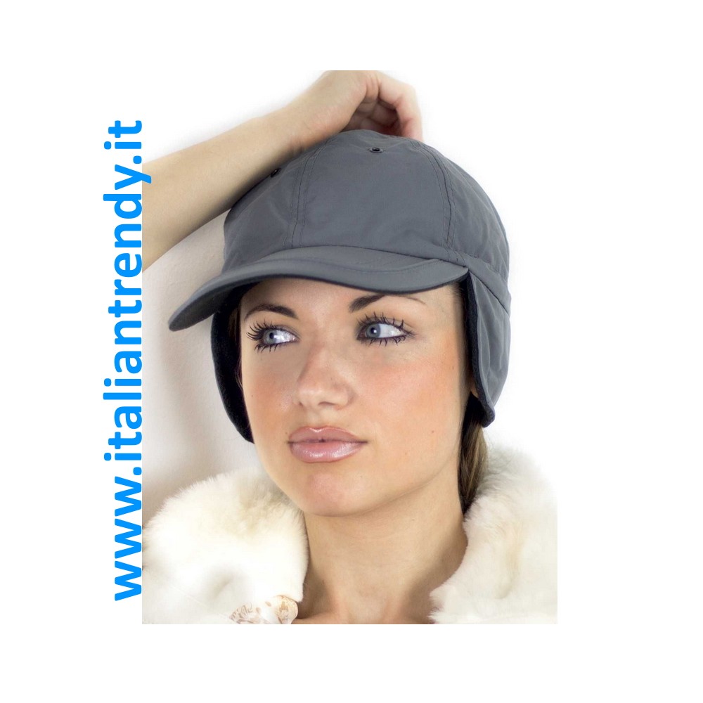 Gray and blue winter hat with visor and earflaps Buy Online