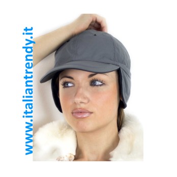 Gray and blue winter hat with visor and earflaps Buy Online