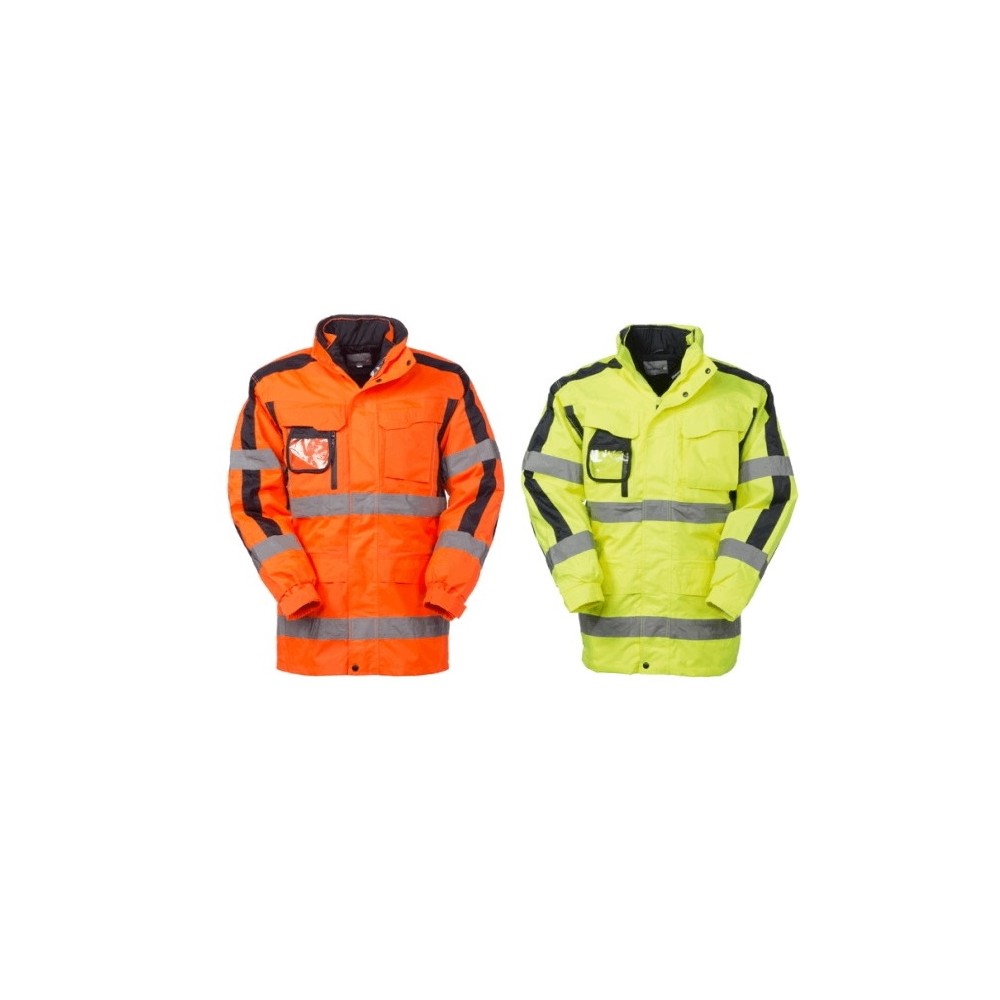 Orange or Yellow Parka Jacket that Turns into a Padded High-Visibility Vest