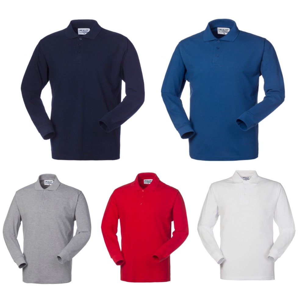 Men's Long Sleeve 3-Button Polo Shirt in Cotton Piqué, Available in Multiple Colors