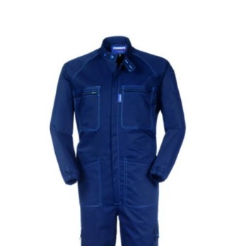 Blue Jumpsuit with Mandarin Collar in Gabardine. Buy it online on Italiantrendy.