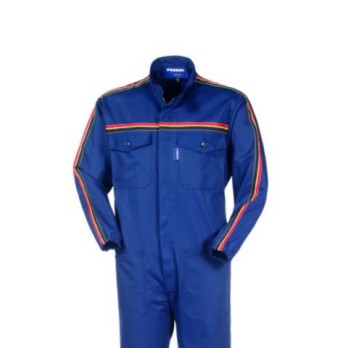 Blue Gabardine Mechanic Work Jumpsuit with Mandarin Collar