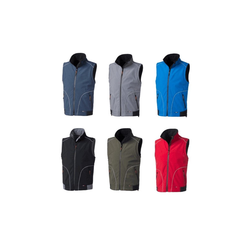 Gilet Uomo Tessuto Tecnico Softshell Invernale Cinque Varianti Colore Con Zip Per Lavori In Esterno