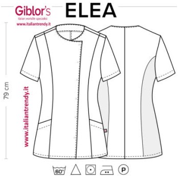 Camisa blanca de mujer de manga corta ligera. Uniforme de trabajo en línea.