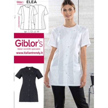 Black Slim Fit Lightweight Women's Short-Sleeve Tunic. Workwear.