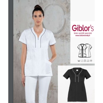 Short White Women's Tunic with Short Sleeves for Estheticians. Now Online