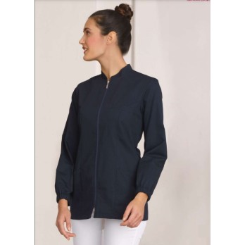 Blue Women's Tunic with Central Zipper and Long Sleeves for Online Dentist