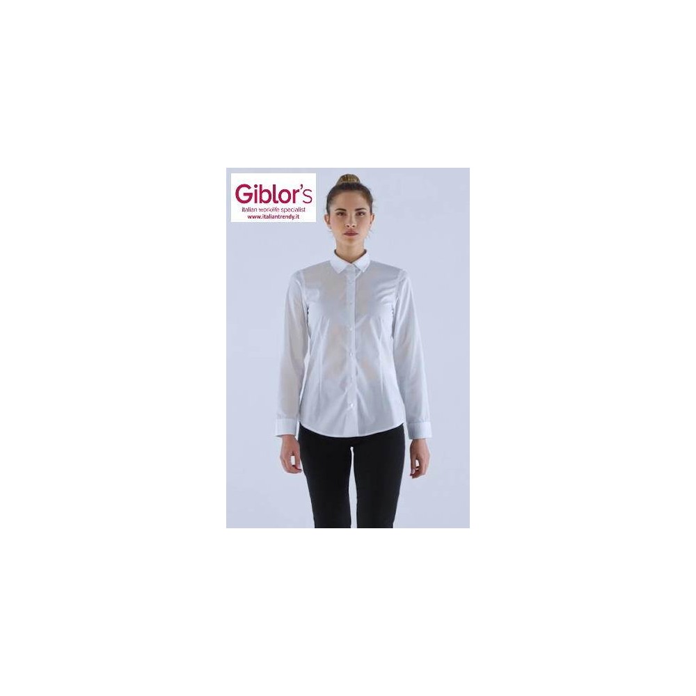 Camicia Donna Sciancrata Bianca Maniche Lunghe Q1NX0167