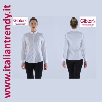 Chemisier cintre blanc a manches longues pour femme. Regardez le en ligne