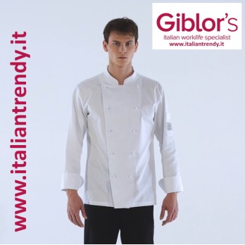 Giacca Cuoco Chef Cotone Doppio Petto Bianca Bottoni Intercambiabili Q8G00183