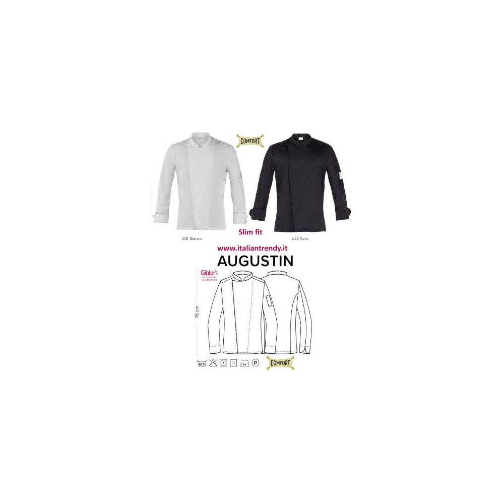 Slim White or Black Fitted Stretch Chef Jacket. Buy it Now