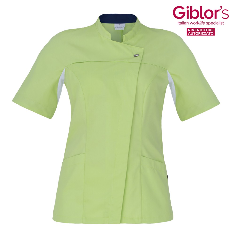 Korean-style women's tunic in green for nurses, doctors for the medical sector by Italian Trendy Giada 18P03K054