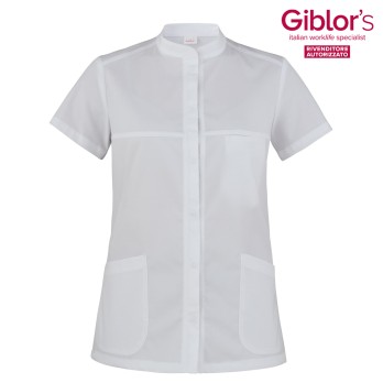 Women's Physiotherapist Tunic, White with Half Sleeves. With Pockets and Breathable Fabric. Health and Beauty Sector, Miriam.