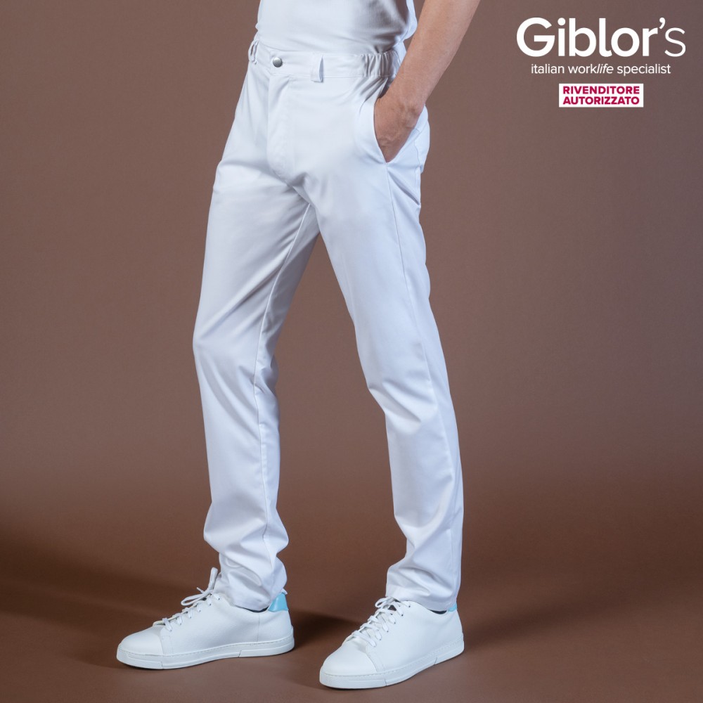 Pantalone Bianco Slim Unisex Per Settori Medicale, Estetico E Horeca XS-4XL-Jackie