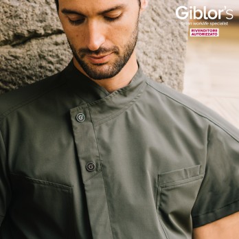 Light and breathable men's tunic, short sleeves and mandarin collar, 4 colors for the wellness and physiotherapy sector.