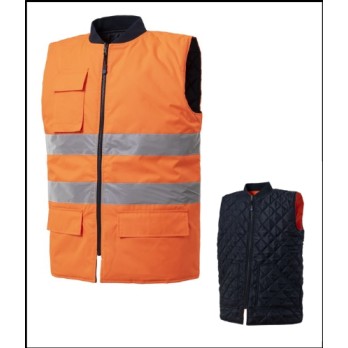 Chaleco de alta visibilidad Hi-Vis reversible con 5 bolsillos y porta placa - en 2 colores