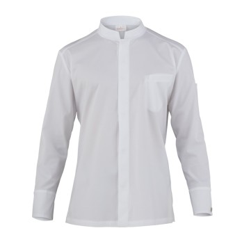 Corana Chef Jacket with Central Closure, Elegant and Lightweight in White or Black.