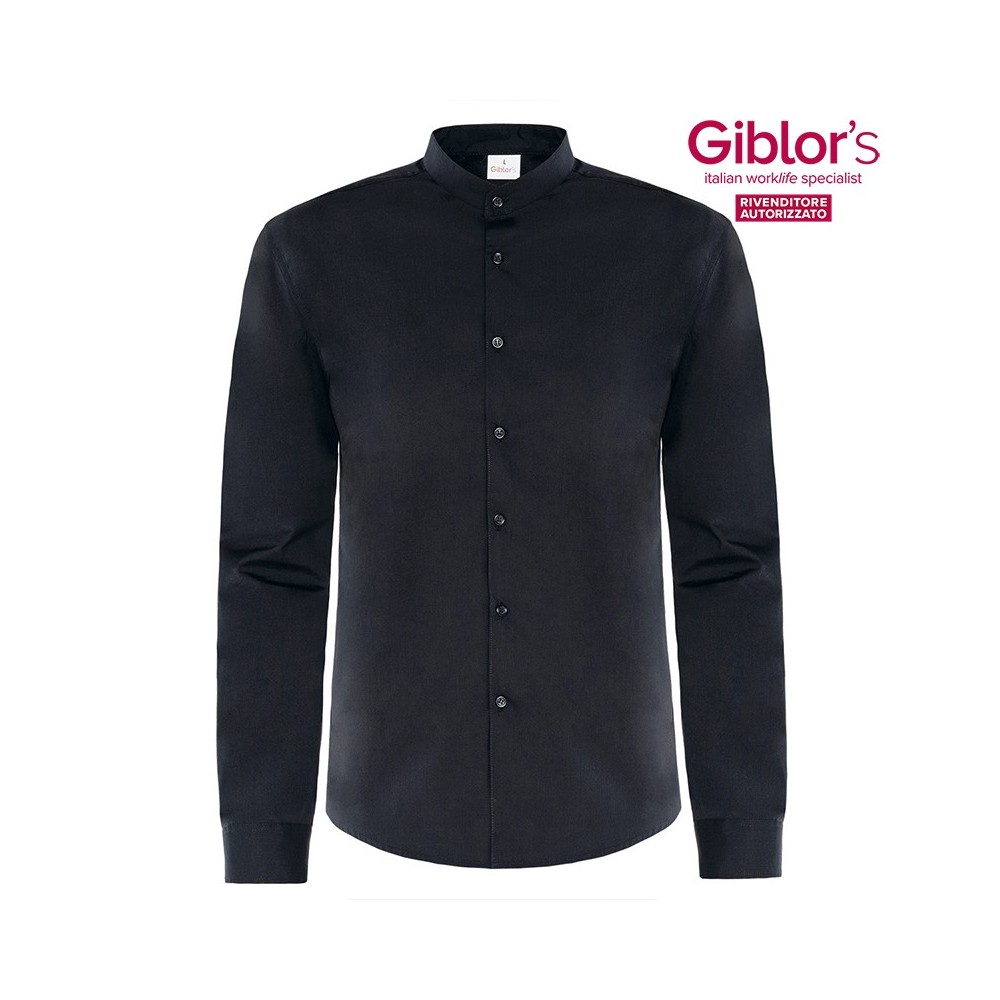 Men's Korean-style Shirt in Black or White, Professional Uniform for Catering and Hospitality Sector Q1NX0164 italiantrendy