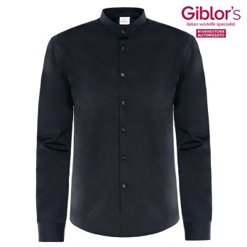 Camisa de hombre estilo coreano negra, uniforme profesional para la restauración y la hotelería. Novak-Q1NX0164 de Italian Trend