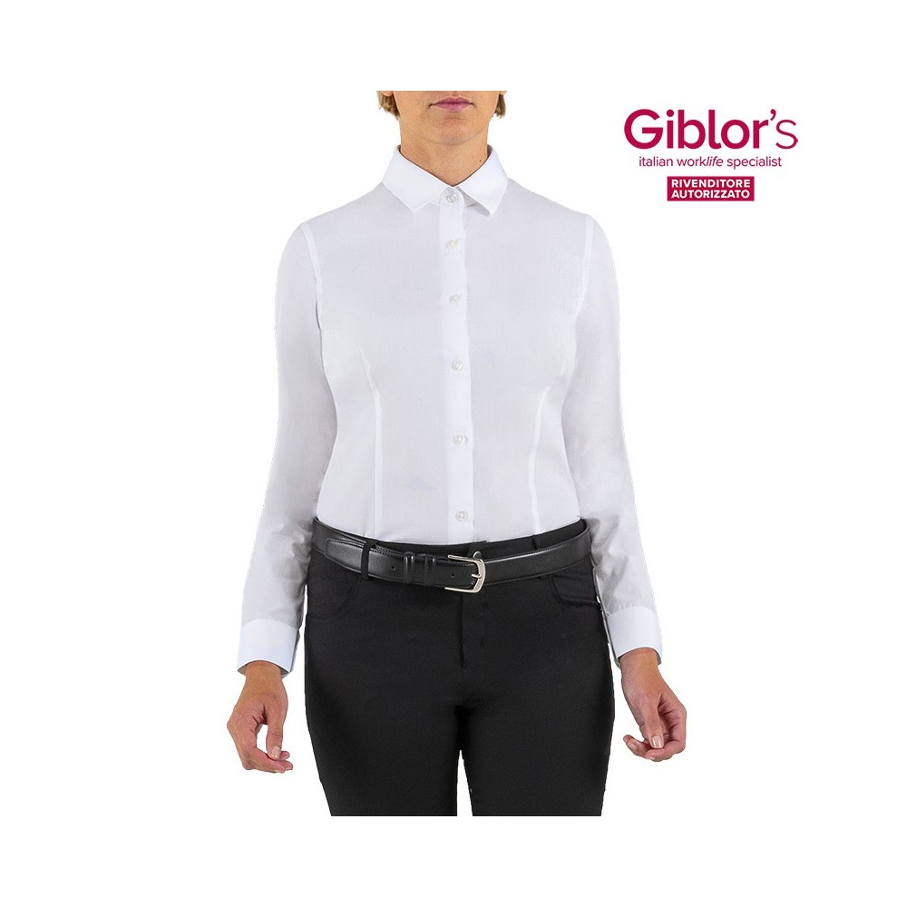 Camicia Bianca Sciancrata Slim da Donna per Ristorazione e Albergheria - Maniche Lunghe Q1NX0167 italiantrendy