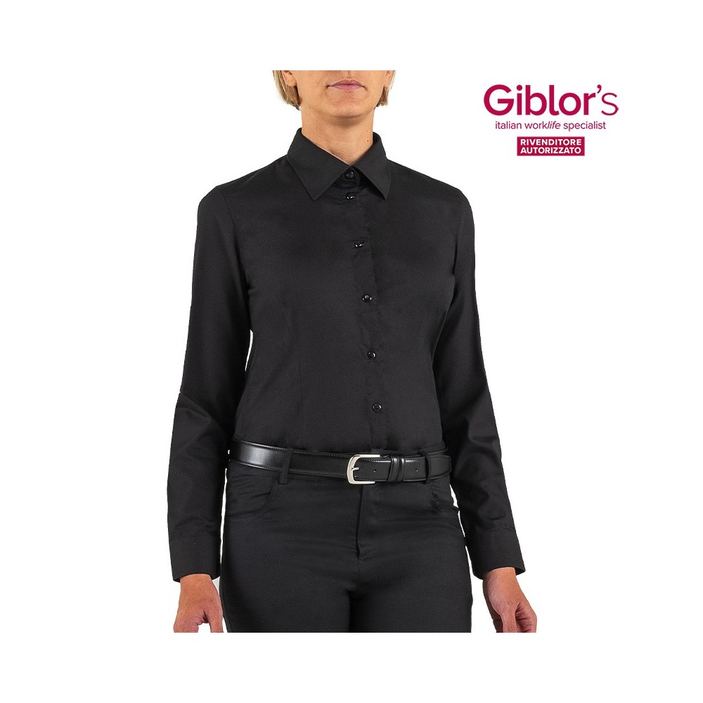 Camisa de mujer negra Slim Fit Fara, uniforme de trabajo para bares, pubs, restaurantes Q1NX0168 Italiantrendy.