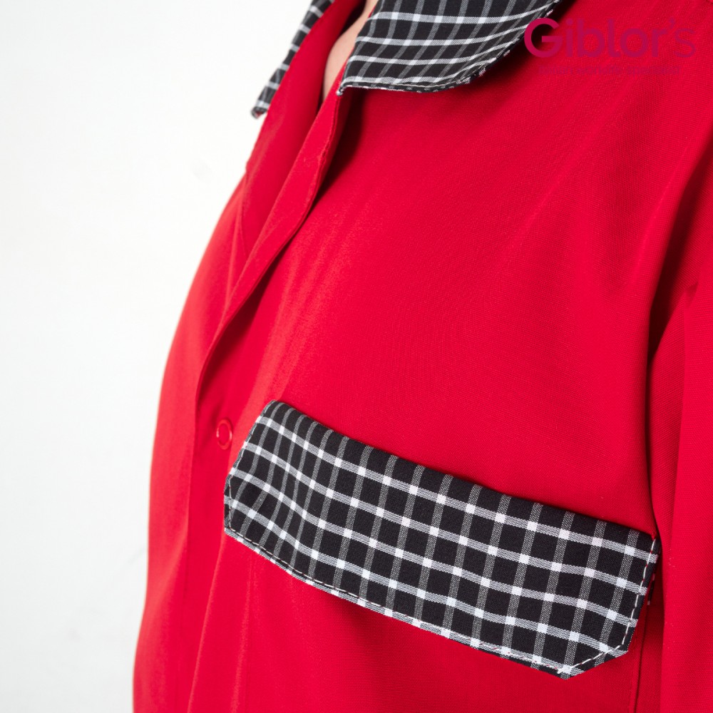 Men's Red Convertible Long-Sleeve Work Tunic for Service Companies by Ricky Italiantrendy Q9K00254